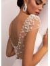 Pearls Beaded Ivory Satin Open Back Graceful Wedding Dress
